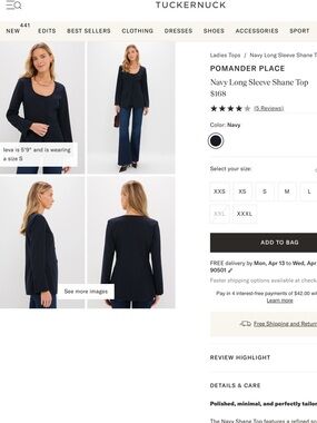 Pomander Place Navy Scoop-Neck Long Sleeve Top